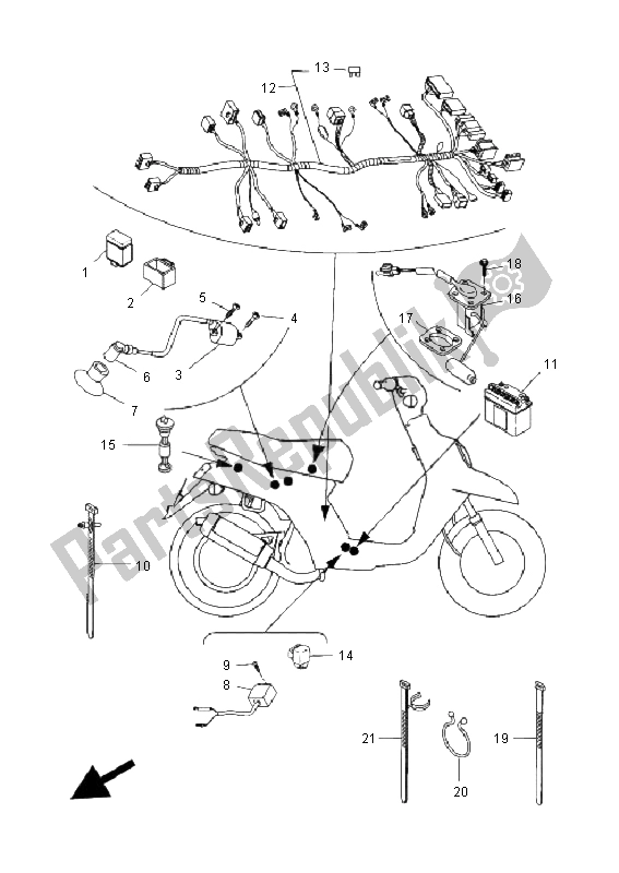 Toutes les pièces pour le électrique 2 du Yamaha CW 50 2008