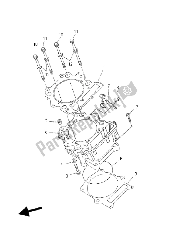 Toutes les pièces pour le Cylindre du Yamaha YFM 660R 2002