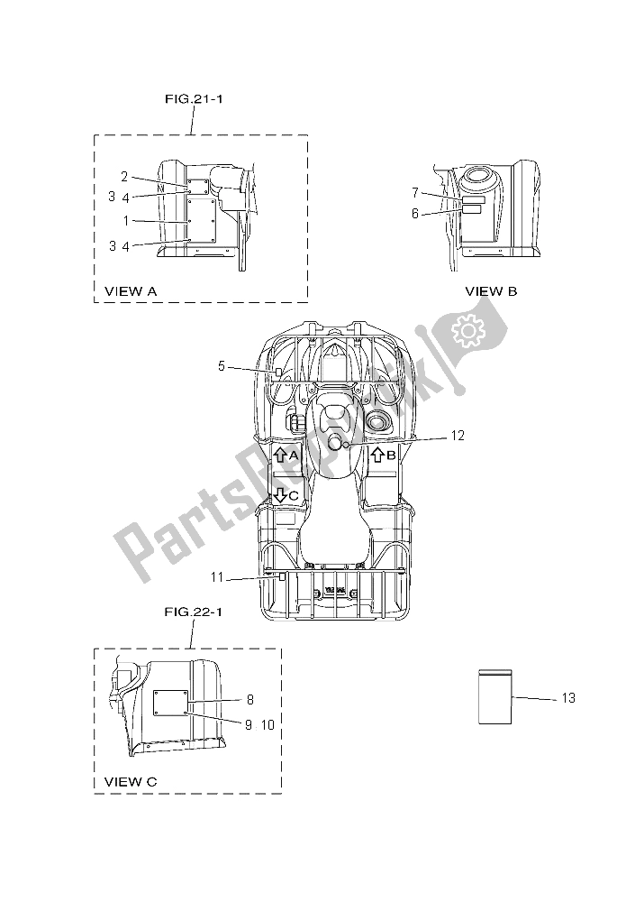 All parts for the Emblem & Label 1 of the Yamaha YFM 450 Fwad IRS Grizzly 4X4 Yamaha Black 2015