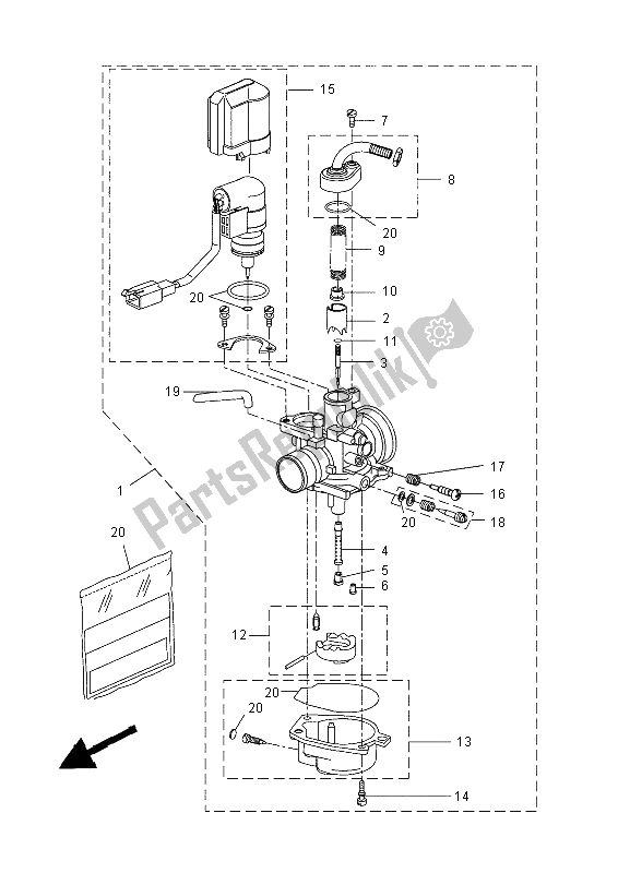 All parts for the Carburetor of the Yamaha NS 50 Aerox 2014