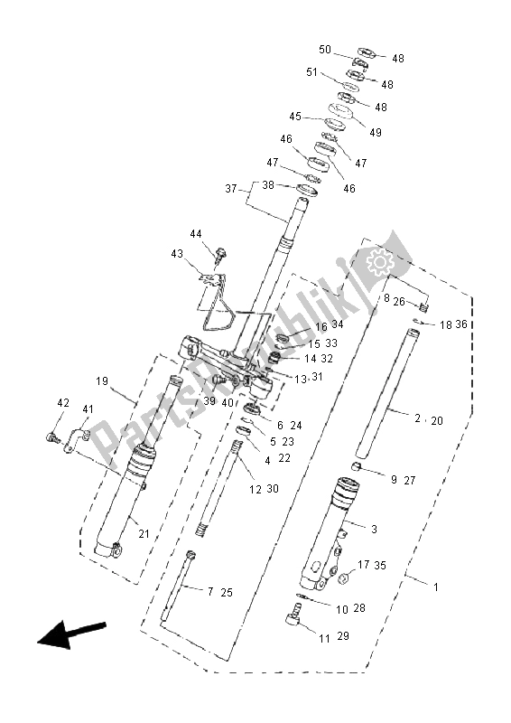 All parts for the Front Fork of the Yamaha YN 50R Neos 2011