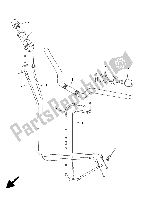 All parts for the Steering Handle & Cable of the Yamaha FZS 1000 S Fazer 2005