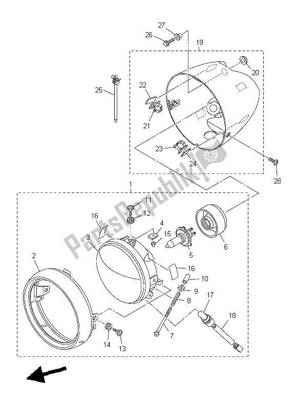 Wszystkie części do Reflektor Yamaha XVS 950A 2009