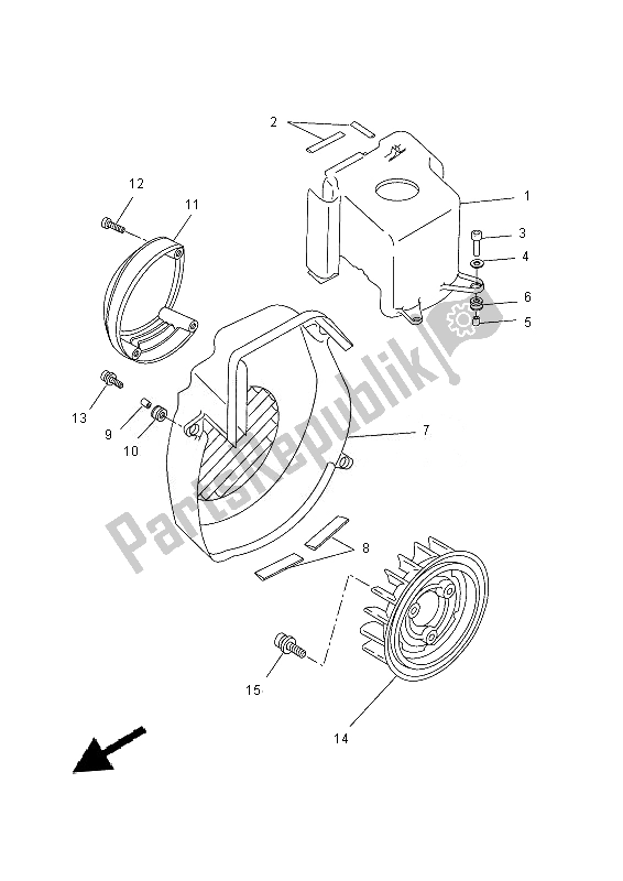 All parts for the Air Shroud & Fan of the Yamaha CW 50E 2013