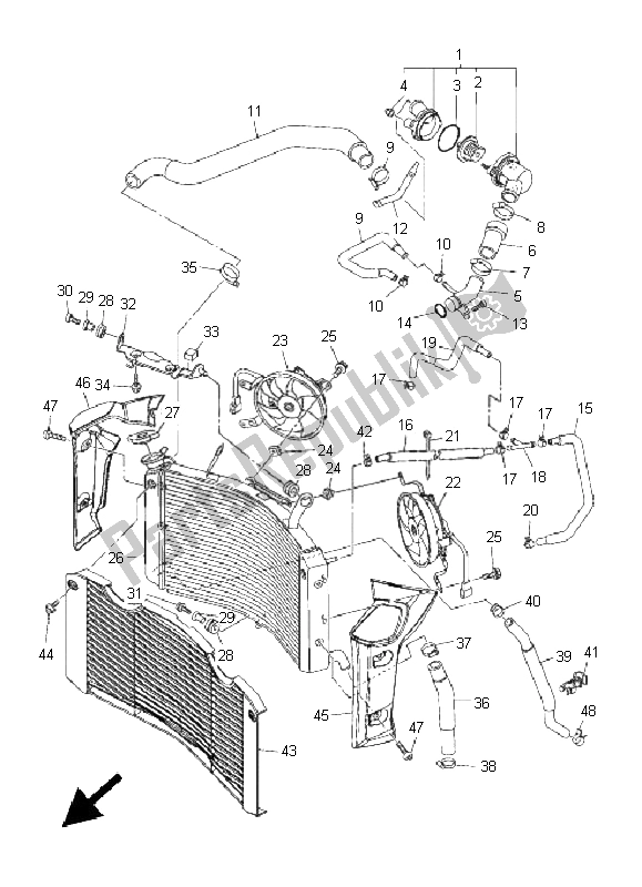 All parts for the Radiator & Hose of the Yamaha FZ1 NA Fazer 1000 2011