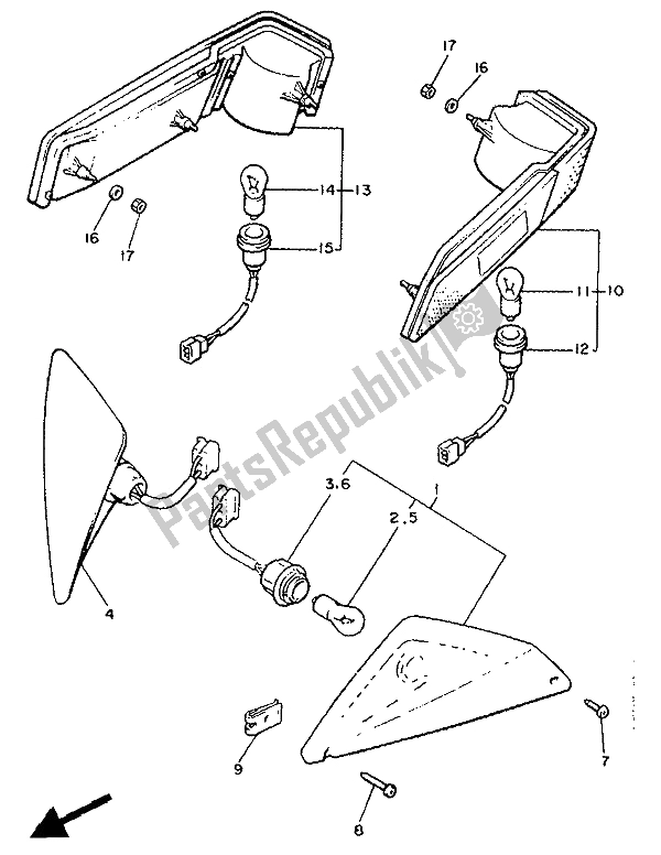 Toutes les pièces pour le Lumière Clignotante du Yamaha XVZ 13 TD Venture Royal 1300 1989