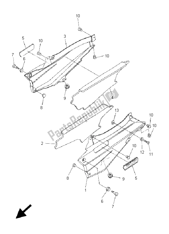 All parts for the Side Cover of the Yamaha FJR 1300 AS 2008