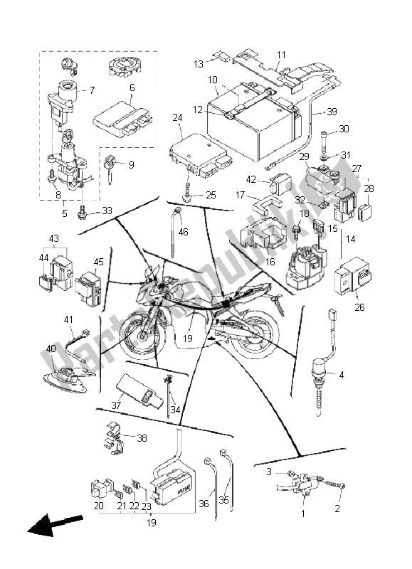 Alle onderdelen voor de Elektrisch 2 van de Yamaha FZ1 S Fazer 1000 2010