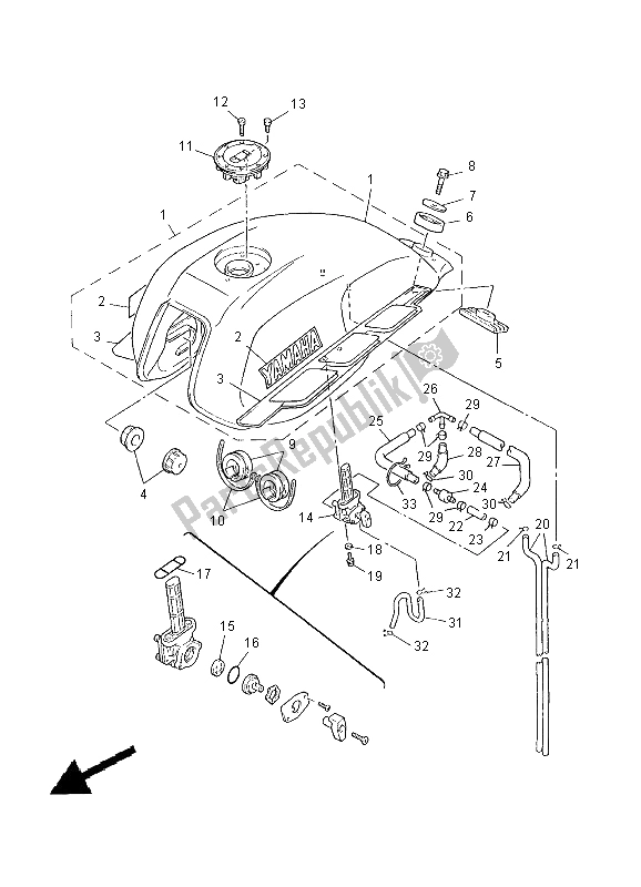 Tutte le parti per il Serbatoio Di Carburante del Yamaha XJR 1300 SP 2000