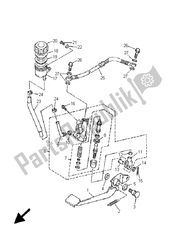 Tutte le parti per il Pompa Freno Posteriore del Yamaha XJ 600S Diversion 2001