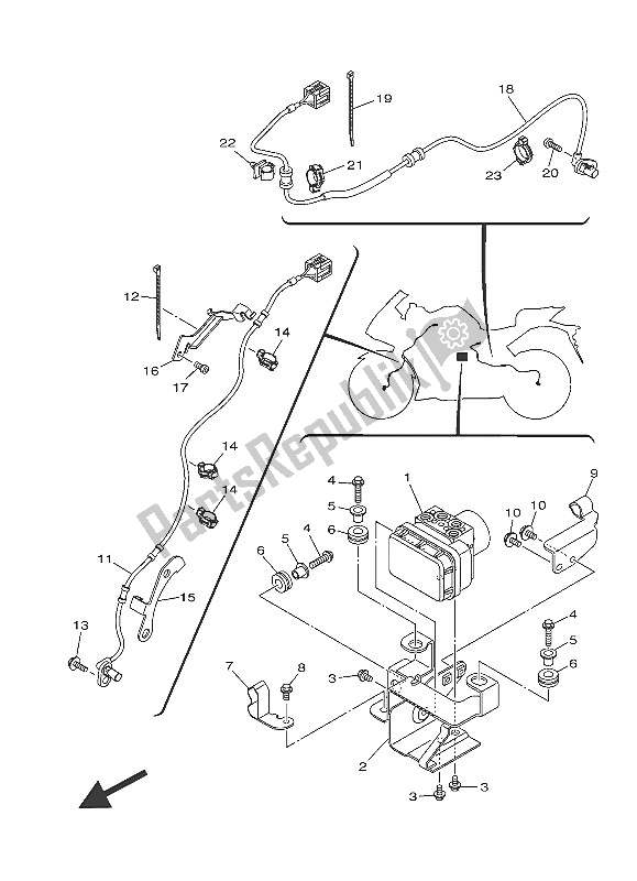 Todas as partes de Elétrica 3 do Yamaha YZF R3A 300 2016