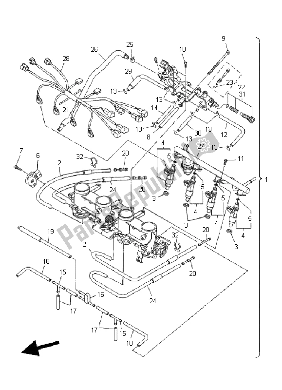 All parts for the Intake 2 of the Yamaha XJ6 FA 600 2011