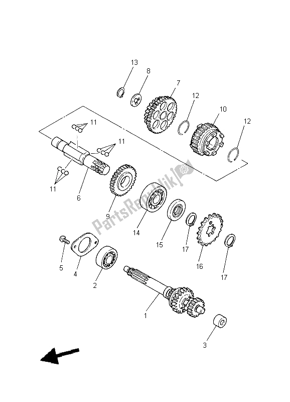 All parts for the Transmission of the Yamaha PW 80 2004