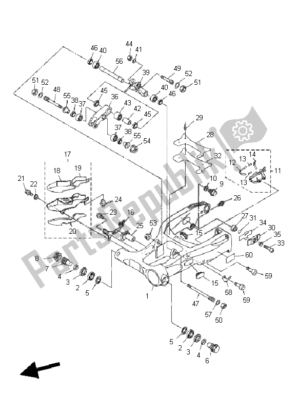 Toutes les pièces pour le Bras Arrière du Yamaha VMX 17 1700 2010