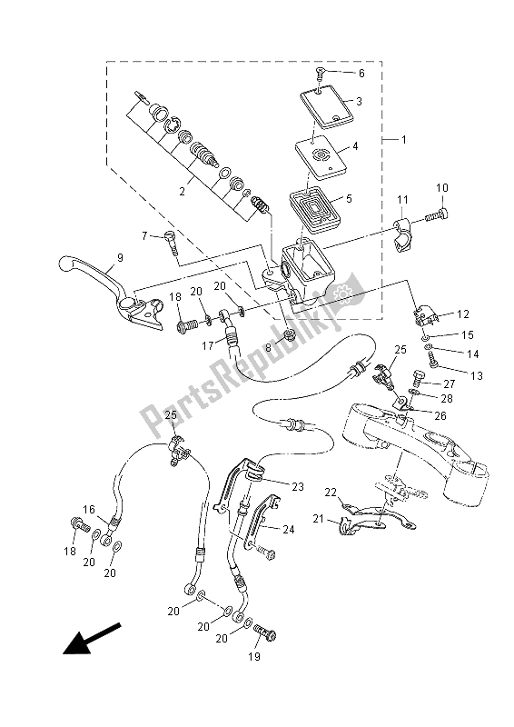 All parts for the Front Master Cylinder of the Yamaha MT-07 700 2015