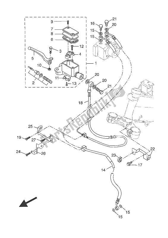 All parts for the Front Master Cylinder of the Yamaha MT 125A 2016