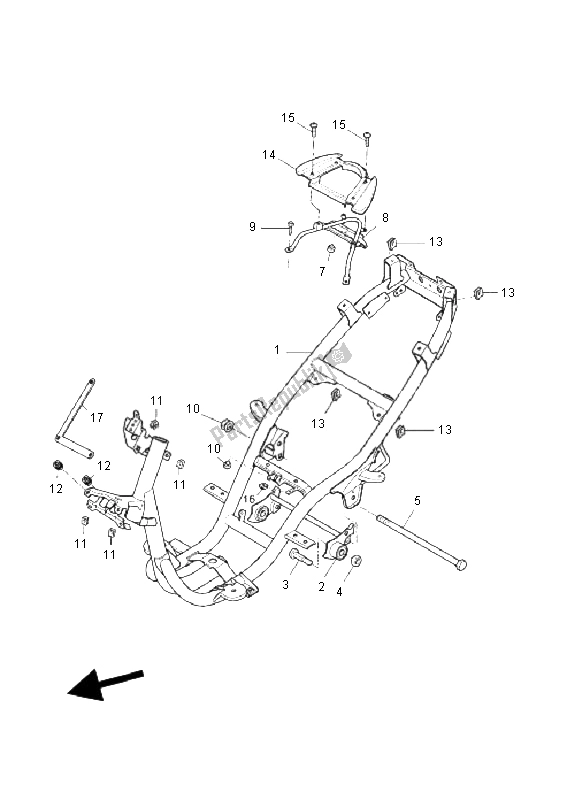 All parts for the Frame of the Yamaha YQ 50 Aerox 2011