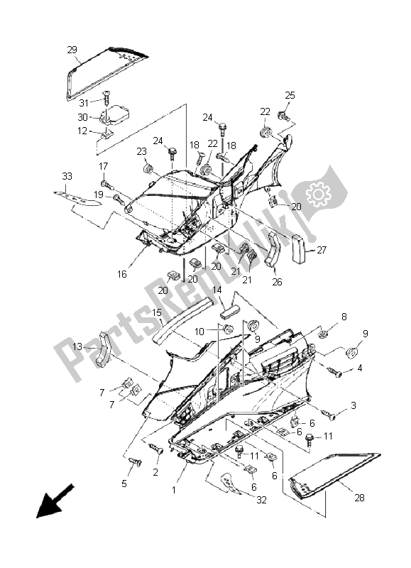 All parts for the Stand & Footrest 2 of the Yamaha XP 500A T MAX 2009