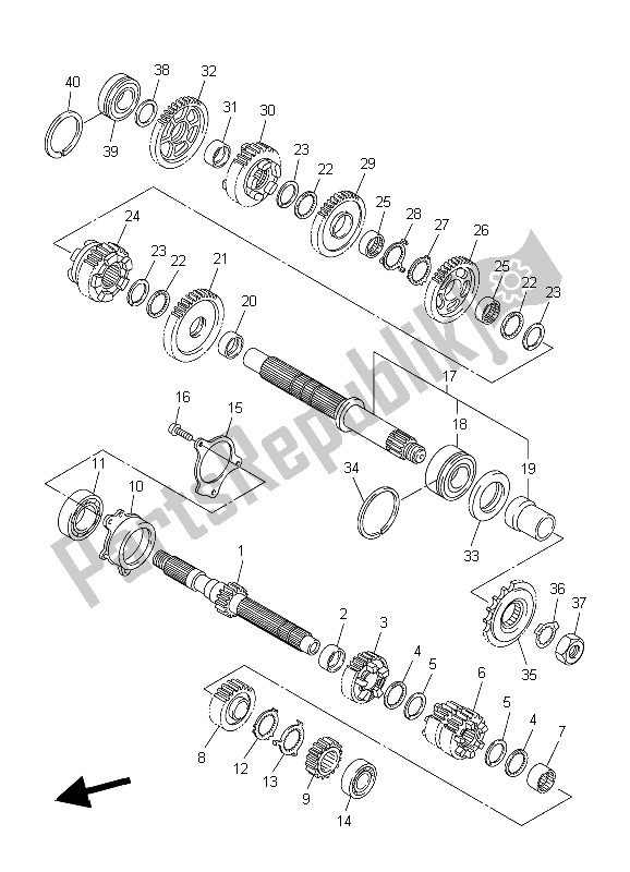 All parts for the Transmission of the Yamaha YZF R1 1000 2006