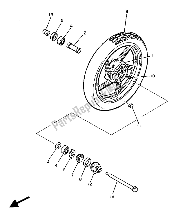 All parts for the Front Wheel of the Yamaha V MAX 12 1200 1992