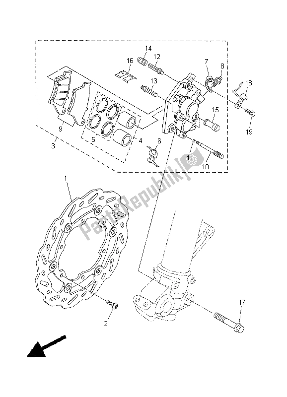 All parts for the Front Brake Caliper of the Yamaha WR 250R 2012