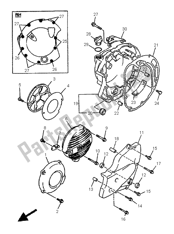 All parts for the Crankcase Cover 1 of the Yamaha XJ 600N 1997