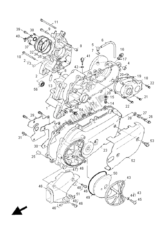 All parts for the Crankcase of the Yamaha XC 125 Cygnus X 2008