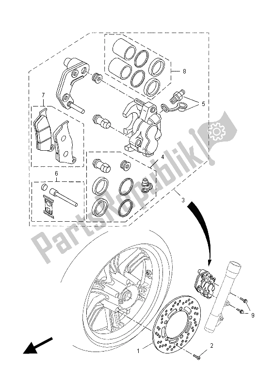 Wszystkie części do Zacisk Hamulca Przedniego Yamaha VP 125 X City 2012
