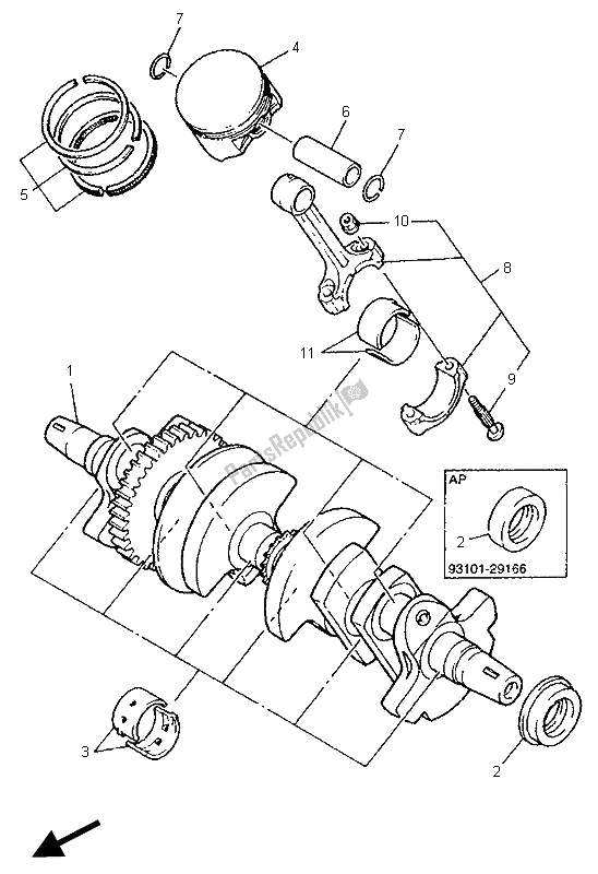 Toutes les pièces pour le Vilebrequin Et Piston du Yamaha YZF 600R Thundercat 1996