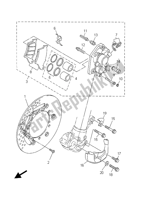 Wszystkie części do Zacisk Hamulca Przedniego Yamaha WR 250F 2003