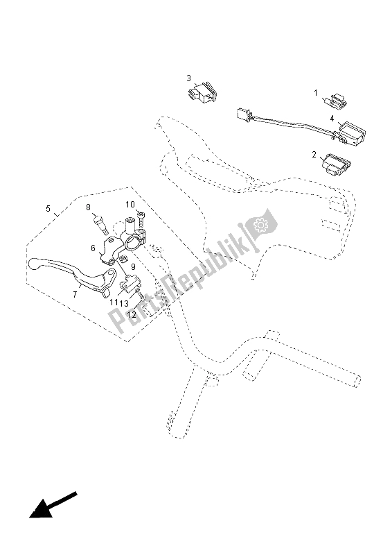 Todas las partes para Interruptor De Palanca Y Palanca de Yamaha YN 50 FMU 2014