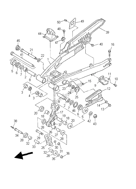 Todas las partes para Brazo Trasero de Yamaha XT 600E 2002