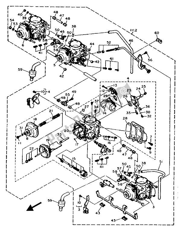 Alle onderdelen voor de Plaatsvervanger (carburateur) van de Yamaha FZR 750 RW 1989