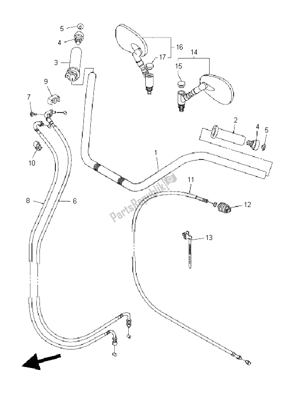 Tutte le parti per il Maniglia E Cavo Dello Sterzo del Yamaha XVS 1300A 2011