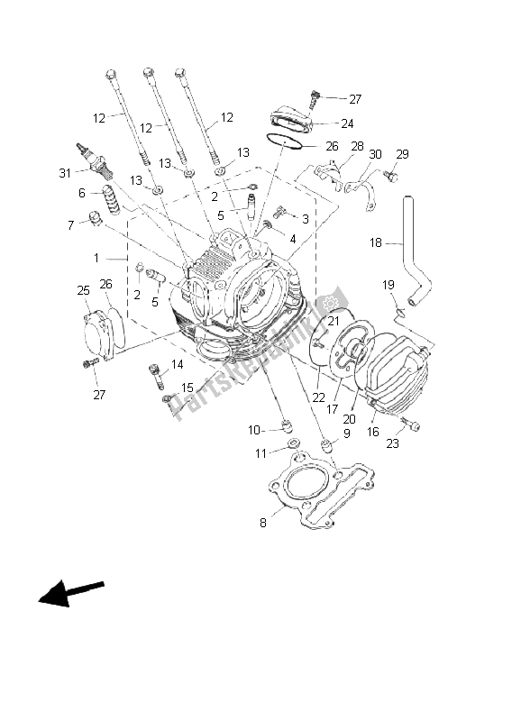 All parts for the Cylinder Head of the Yamaha YFM 250 Bear Tracker 2X4 2003