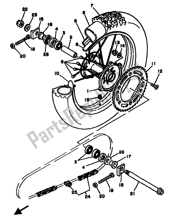 Tutte le parti per il Ruota Posteriore del Yamaha YZ 125F LC 1994