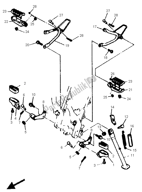 All parts for the Stand & Footrest of the Yamaha XTZ 660 Tenere 1996