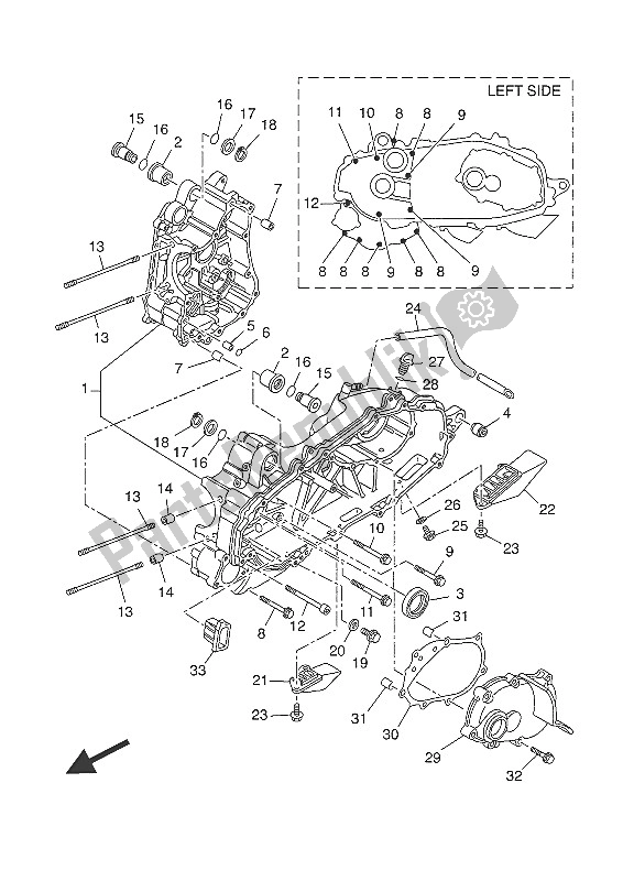 All parts for the Crankcase of the Yamaha YP 400 RA 2016