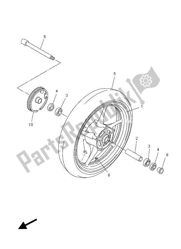 All parts for the Front Wheel of the Yamaha FZ1 SA 1000 2012