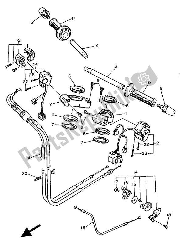 Alle onderdelen voor de Stuurhendel En Kabel van de Yamaha FZR 1000 1992