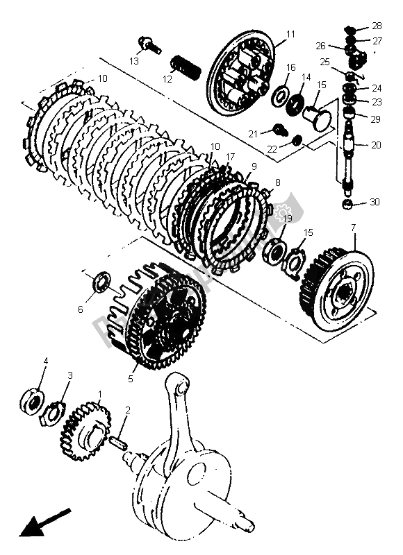 All parts for the Clutch of the Yamaha XTZ 660 Tenere 1996