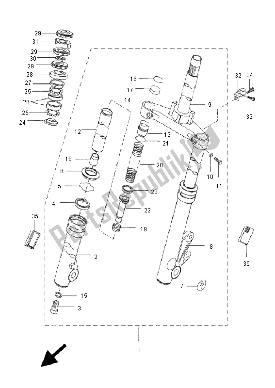 All parts for the Front Fork of the Yamaha CW 50L BWS 2009