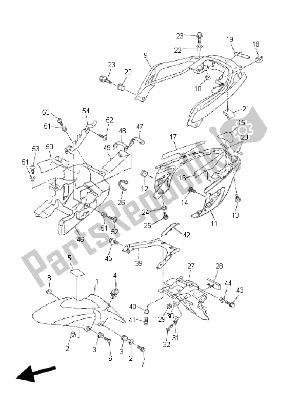 Alle onderdelen voor de Spatbord van de Yamaha FZ6 N Fazer 600 2006