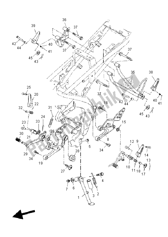 All parts for the Stand & Footrest of the Yamaha YZF R 125 2011