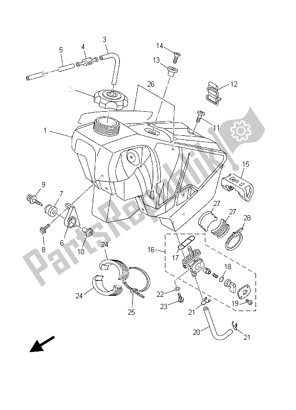 All parts for the Fuel Tank of the Yamaha YZ 250 2003