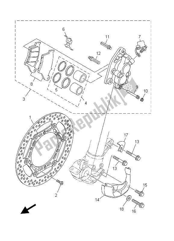 Tutte le parti per il Pinza Freno Anteriore del Yamaha YZ 250F 2003