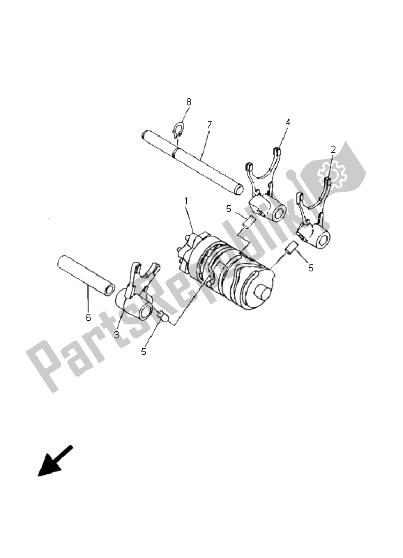 All parts for the Shift Cam & Fork of the Yamaha YZ 80 SW LW 2001