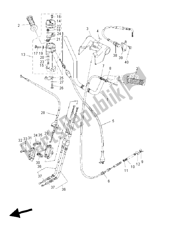 All parts for the Steering Handle & Cable of the Yamaha YFM 125 Breeze 2003