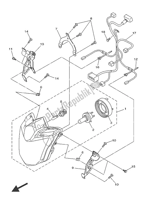 Wszystkie części do Reflektor Yamaha XJ6 SA 600 2016