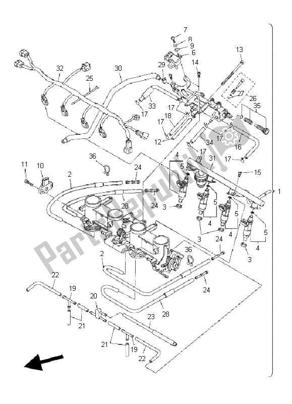 All parts for the Intake 2 of the Yamaha FZ6 NHG 600 2009